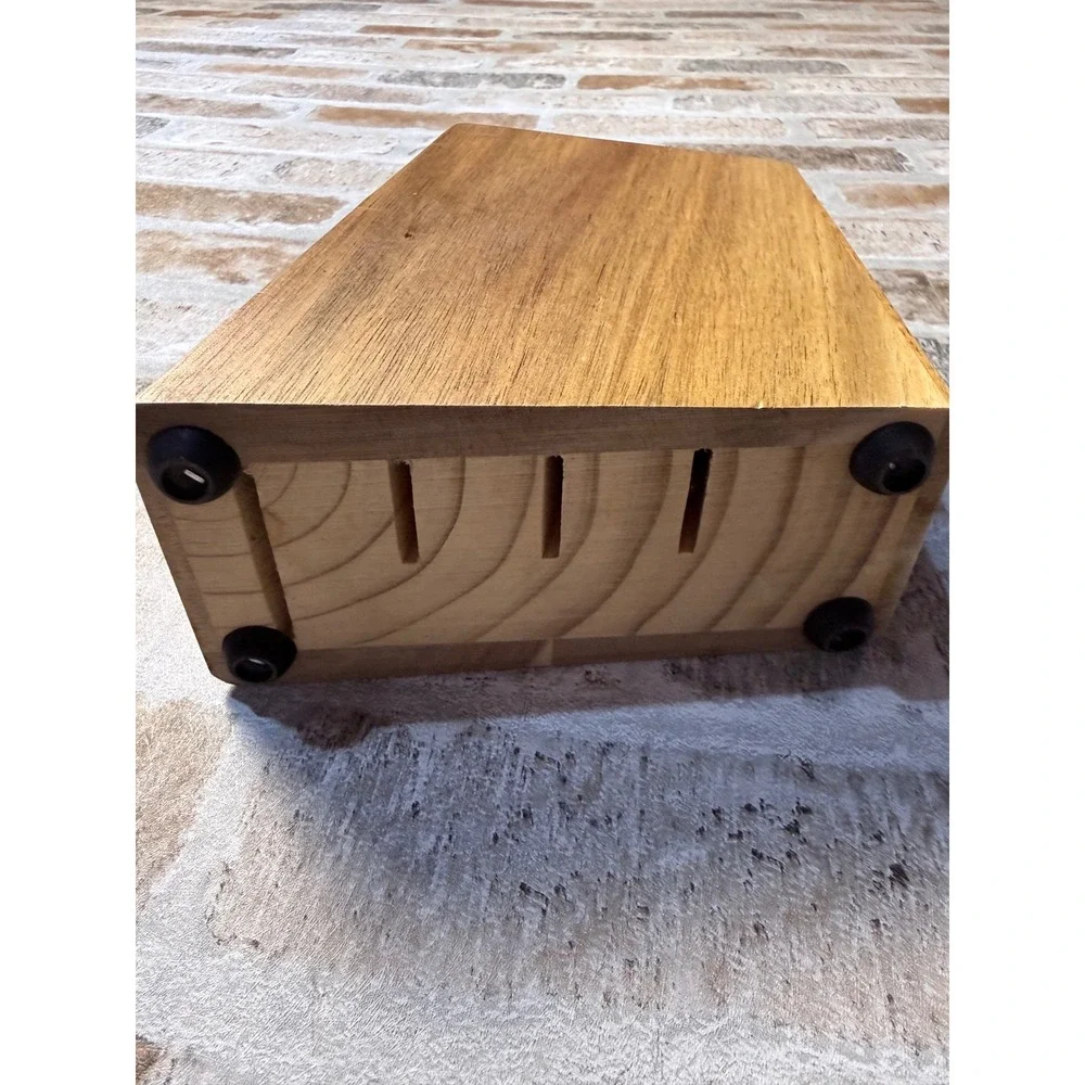 The Pioneer Woman Acacia Wood Knife Block Floral 4 Slot Universal Holder